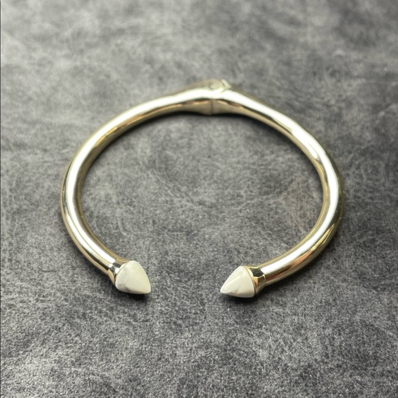 SLATE Porter Hinge Cuff Bracelet, Gold over Brass w/ Howlite, Rocksbox Exclusive - Picture 9 of 15